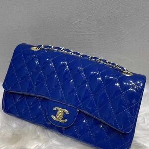 Elegant Blue Quilted Shoulder Bag